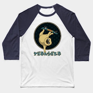 Skateboarder pug Baseball T-Shirt
